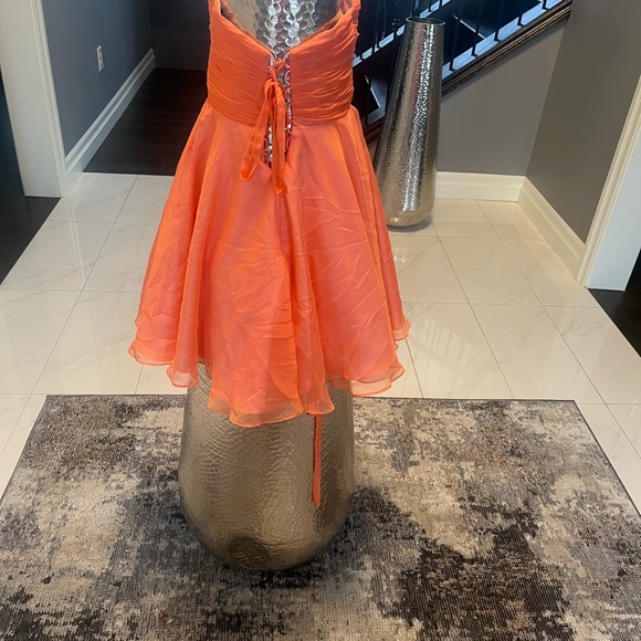 Cantaloupe colour ALYSE Paris Boutique party event dress with sparkling stones - Picture 16 of 16